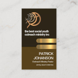 Retro Brown Layer Gold Tab Religious Fish Ministry Visitenkarte