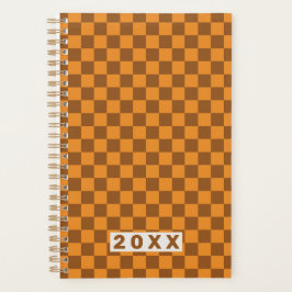 Retro Brown Orange Checkerboard 2026 Planer