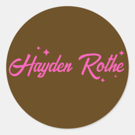 Retro Brown Pink Typografy Stars Runder Aufkleber