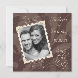 Retro Brown und Elfenbeinkühe Foto Hochzeit Sicher Save The Date