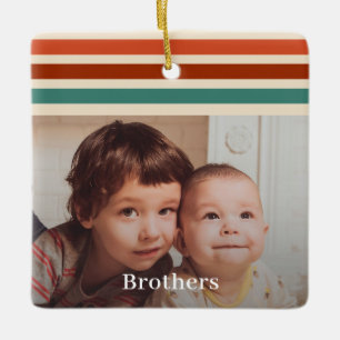 Retro-Brüder-Foto-Weihnachtsandenken Keramikornament