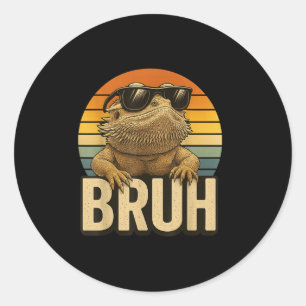 Retro Bruh Bartagame Lustiger Leguan Vintage Runder Aufkleber