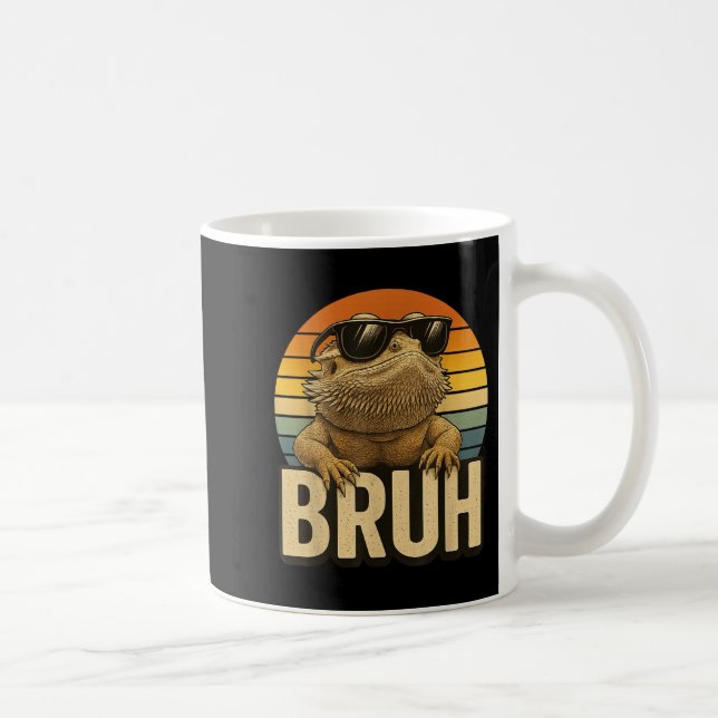 Retro Bruh Bartded Dragon Funny Lizard Vintag Kaffeetasse (Rechts)