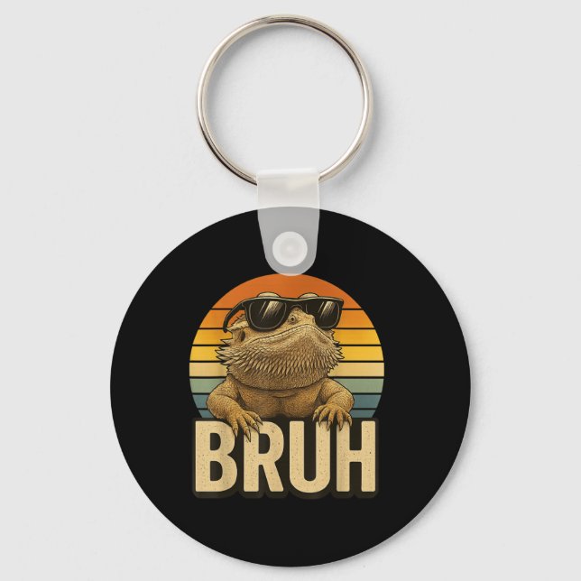 Retro Bruh Bartded Dragon Funny Lizard Vintag Schlüsselanhänger (Vorderseite)