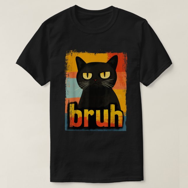 Retro Bruh Cat Funny Meme Design T-Shirt (Design vorne)
