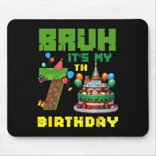 Retro Bruh Ich hab meinen 7. Geburtstag Pixel-Tort Mousepad