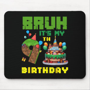 Retro Bruh Ich hab meinen 9. Geburtstag Pixel-Tort Mousepad