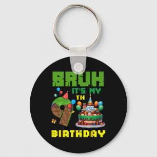 Retro Bruh Ich hab meinen 9. Geburtstag Pixel-Tort Schlüsselanhänger