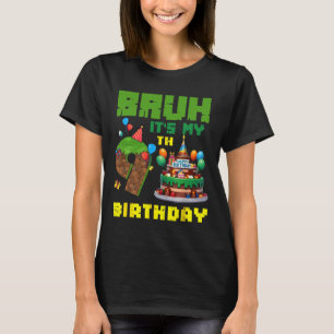 Retro Bruh Ich hab meinen 9. Geburtstag Pixel-Tort T-Shirt