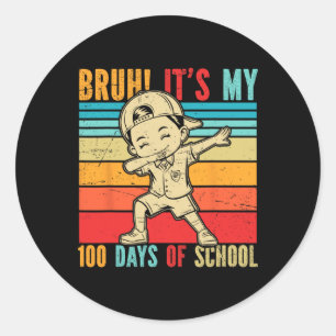 Retro Bruh ist mein 100-tägiges Schulkind Runder Aufkleber