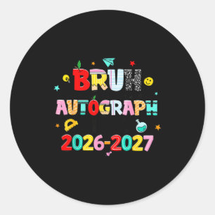 Retro bruh letzter Tag Autogramme Lehrer letzter T Runder Aufkleber