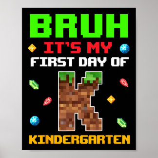 Retro Bruh Mein Erster Tag Im Kindergarten Zurück Poster