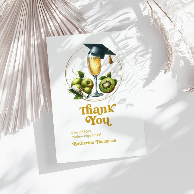 Retro Brunch Abschluss Foto Dankeskarte (Retro Brunch Graduation Photo Thank You Card)