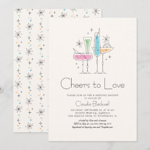 Retro Brunch Bubbly Champagne Brautparty Einladung