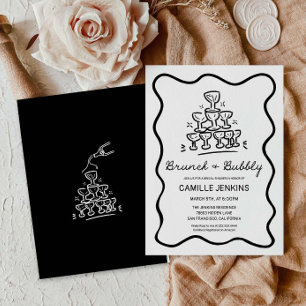 Retro Brunch und Bubbly Bridal Dusche Save The Date