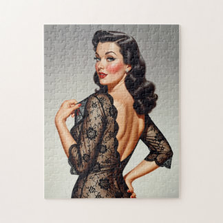 Retro Brunette Pin-up Girl 50's Glamour Style Puzzle
