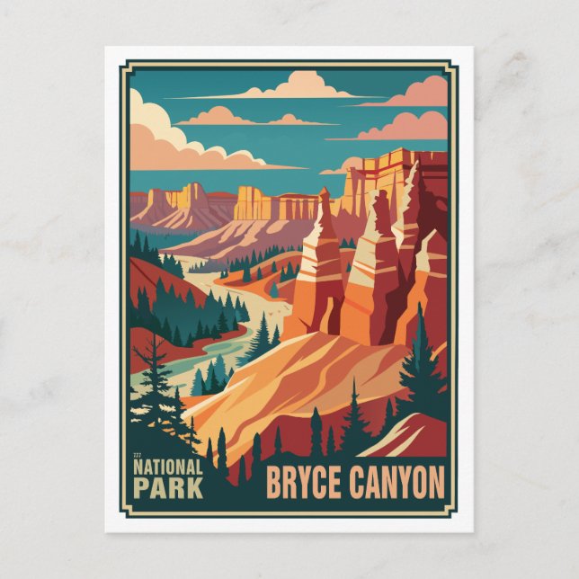 Retro Bryce Canyon Nationalpark Postkarte (Vorderseite)