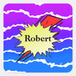 Retro bubble color comic quadratischer aufkleber