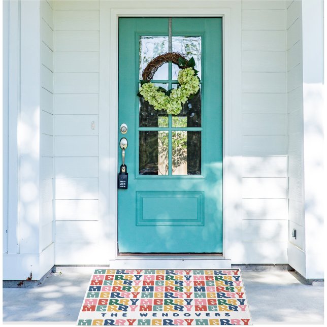 Retro Bubble Letter Custom Christmas Fußmatte (Von Creator hochgeladen)