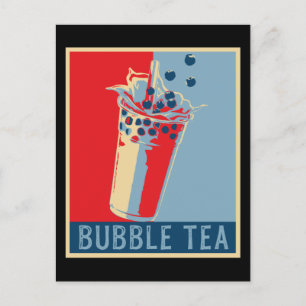 Retro Bubble Tee Geschenk Männer blühen Boba Tea Postkarte