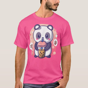 Retro Bubble Tee Shirt Kids Kawaii Panda Boba Pres