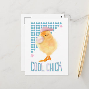 Retro Bubblegum Blowchick - Cool Chick Postkarte