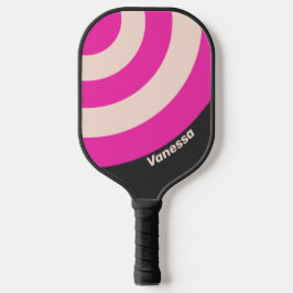Retro Bubblegum Circle Streifen mit Namen Pickleball Schläger