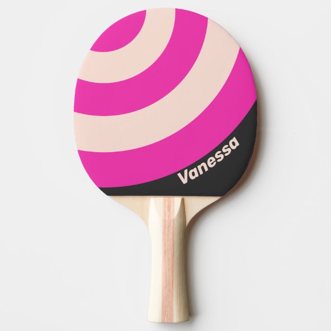 Retro Bubblegum Circle Stripe with Name Tischtennis Schläger (Vorderseite)