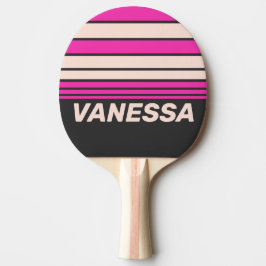 Retro Bubblegum Horizontale Streifen mit Namen Tischtennis Schläger