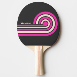 Retro Bubblegum Lockenstreifen mit Namen Tischtennis Schläger
