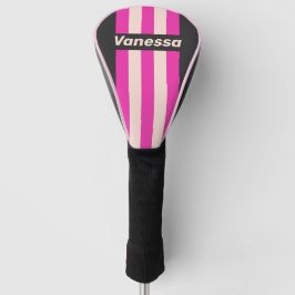Retro Bubblegum Pin Streifen mit Namen Golf Headcover