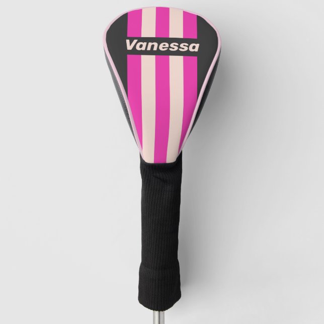 Retro Bubblegum Pin Stripes with Name Golf Headcover (Vorderseite)