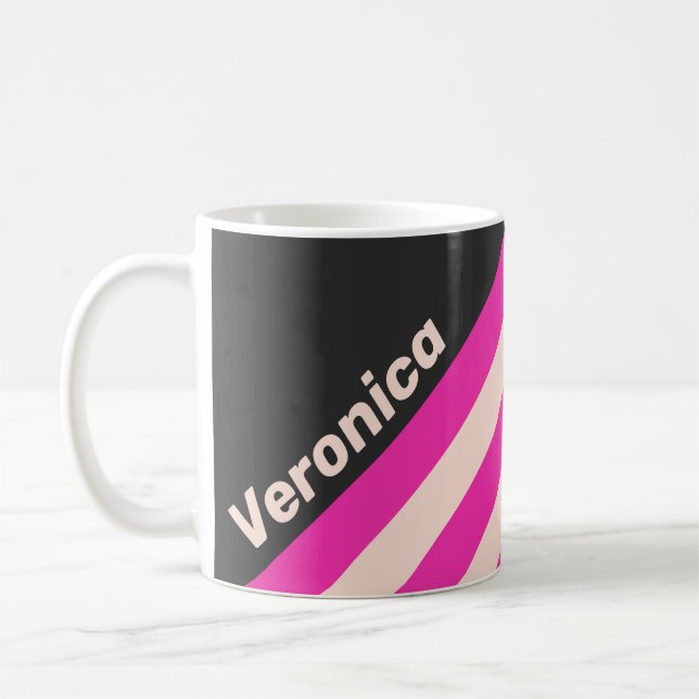 Retro Bubblegum Streifen mit Namen Kaffeetasse (Links)