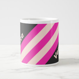 Retro Bubblegum Stripes with Name Jumbo-Tasse