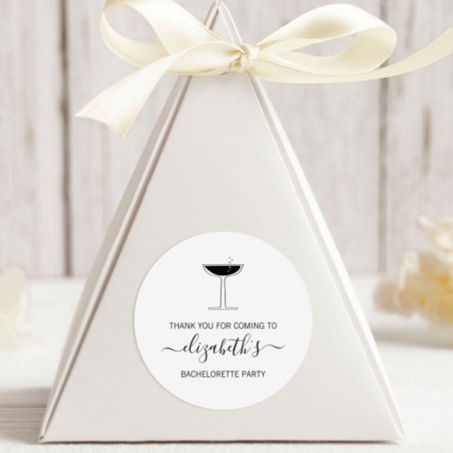 Retro Bubbly Champagne Coupe Glass Bachelorette Runder Aufkleber (Von Creator hochgeladen)