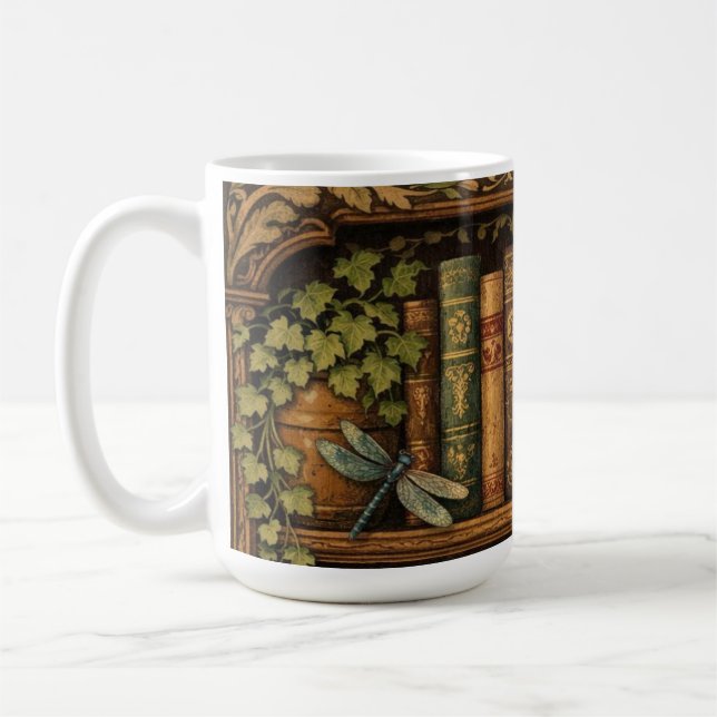 Retro-Bücherregal Libelle Kaffee floral  Kaffeetasse (Links)
