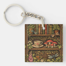 Retro Bücherregal Pilze Kaffee floral 