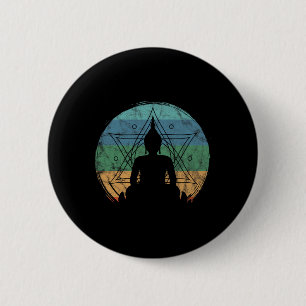 Retro Buddha Buddhistische Yoga Spirituelle Medita Button