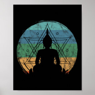 Retro Buddha Buddhistische Yoga Spirituelle Medita Poster