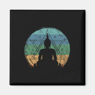 Retro Buddha Buddhistischer Yoga Spirituelle Medit Magnet
