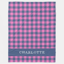 Retro Buffalo Kariert rosa Personalisierter Name Fleecedecke