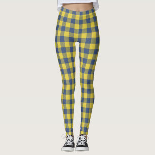 Retro Buffalo Kariert Tartan Muster Gelb blau  Leggings