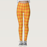 Retro Buffalo Kariert Tartan Muster Gelb Orange   Leggings<br><div class="desc">Retro Buffalo Kariert Tartan Muster Gelb und orange Leggings</div>