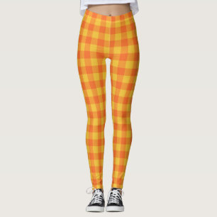 Retro Buffalo Kariert Tartan Muster Gelb Orange   Leggings