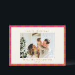 Retro Buffalo Kariert Tartan Muster Pink und Orang Feiertagskarte<br><div class="desc">Retro Buffalo Kariert Tartan Pattern Pink und Orange Holiday Card</div>