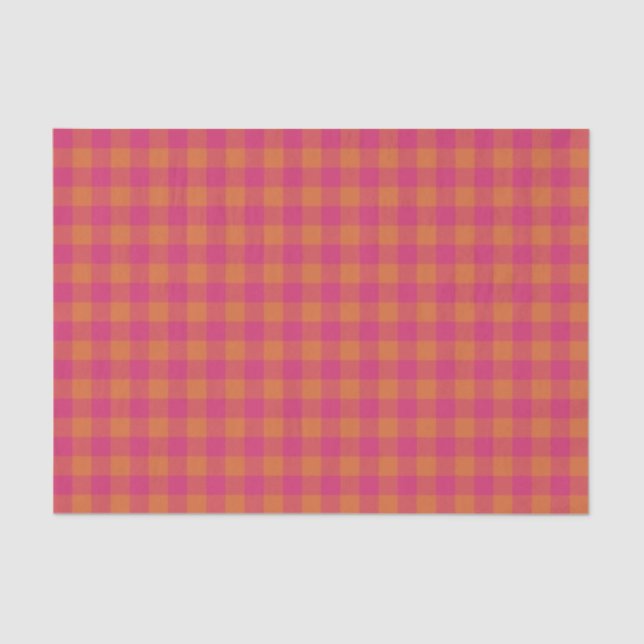 Retro Buffalo Kariert Tartan Muster Pink und Orang Seidenpapier (Vorderseite)