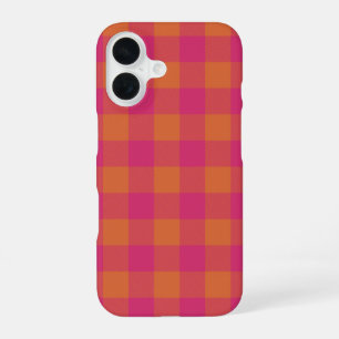 Retro-Buffalo-Karo-Plaid-Muster Rosa und Orange iPhone 16 Hülle