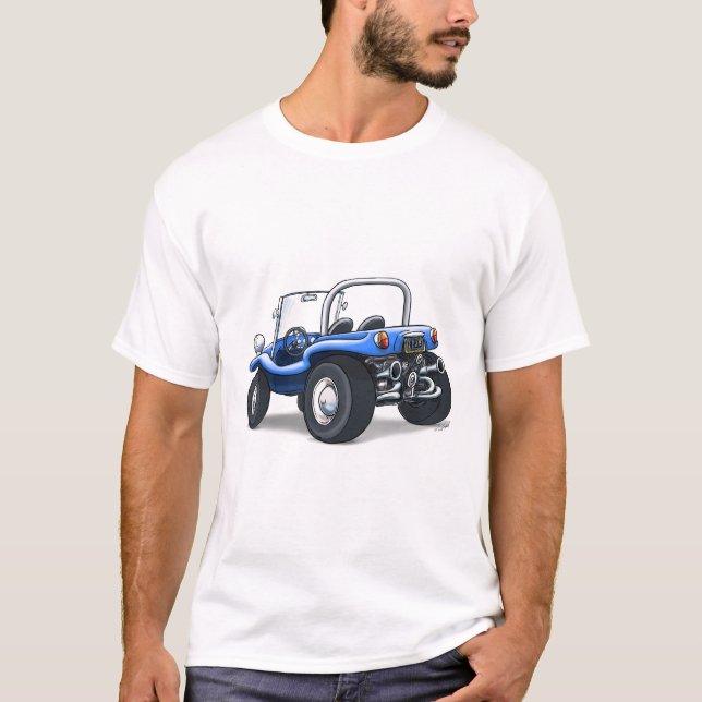 retro Buggyoffenes überstiegen im Blau T-Shirt (Vorderseite)