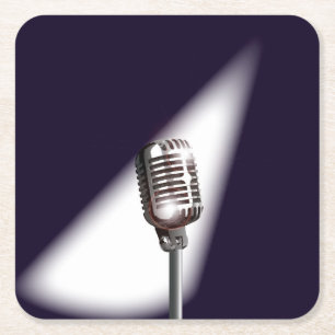 Retro-Bühne-Mikrofon Rechteckiger Pappuntersetzer