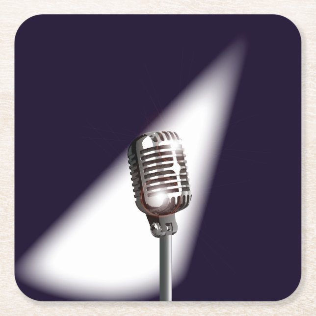 Retro-Bühne-Mikrofon Rechteckiger Pappuntersetzer (Vorderseite)